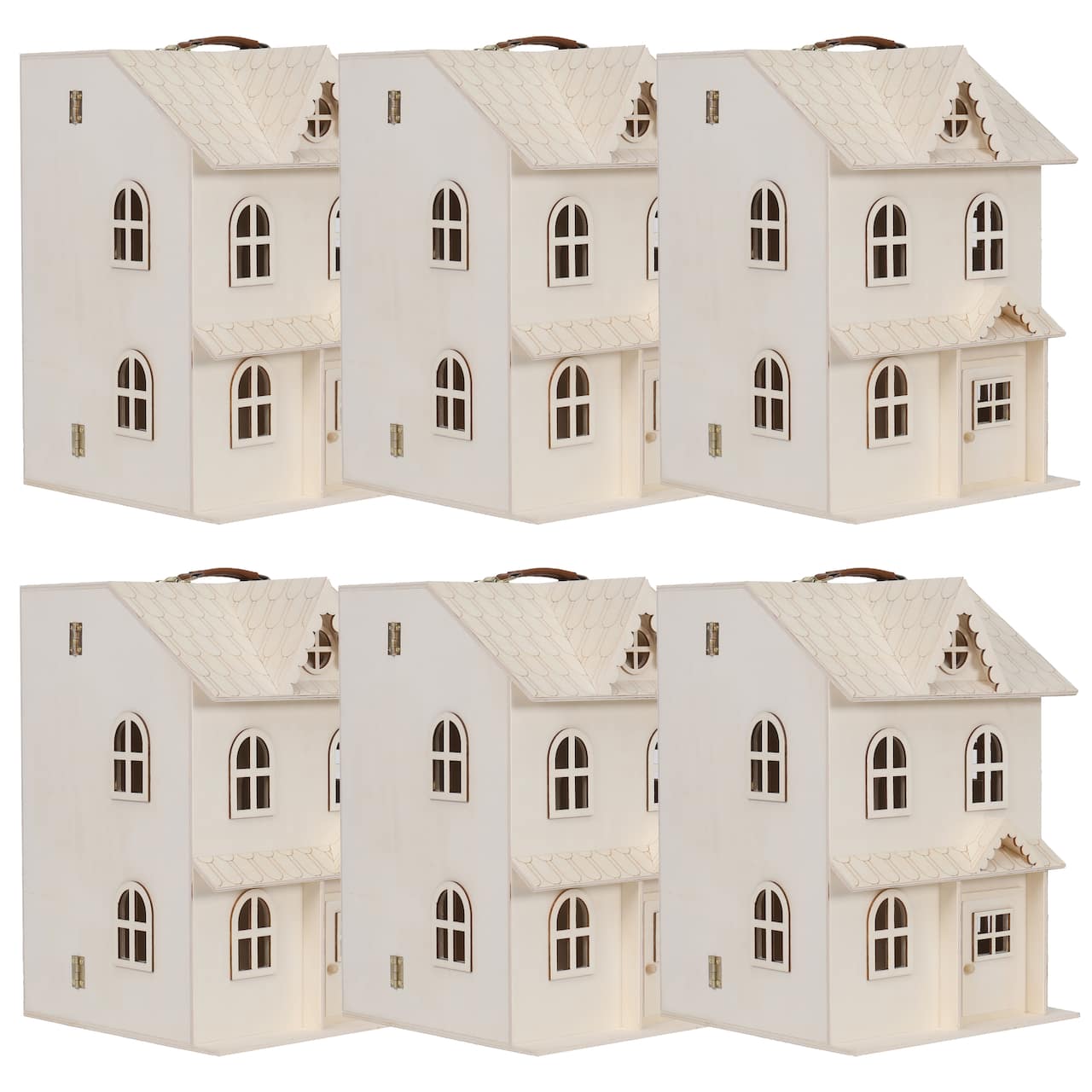 6 Pack: 13" Wood 2-Story Dollhouse by Make Market®
